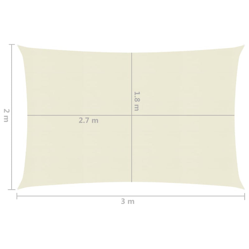 Zonnezeil 160 g/m² 2x3 m HDPE crèmekleurig