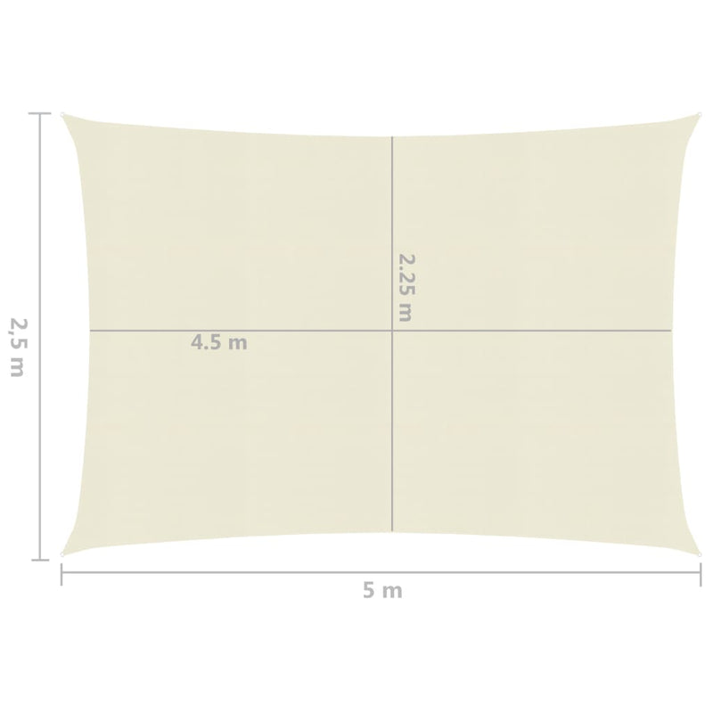 Zonnezeil 160 g/m² 2,5x5 m HDPE crèmekleurig