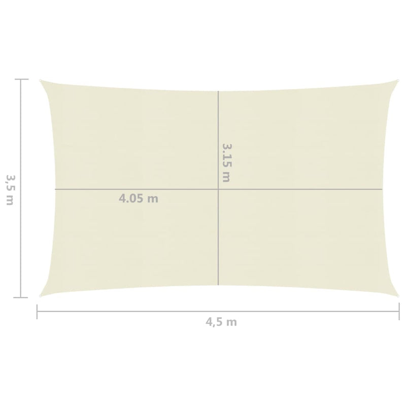 Zonnezeil 160 g/m² 3,5x4,5 m HDPE crèmekleurig