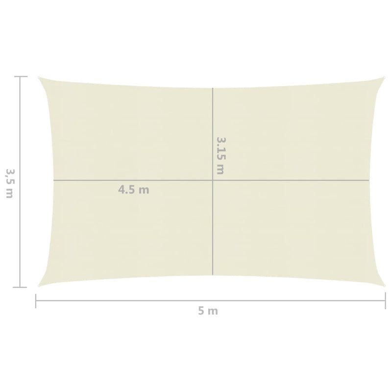 Zonnezeil 160 g/m² 3,5x5 m HDPE crèmekleurig