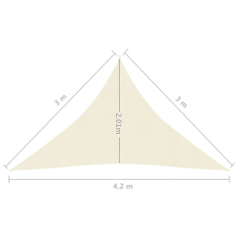 Zonnezeil 160 g/m² 3x3x4,2 m HDPE crèmekleurig