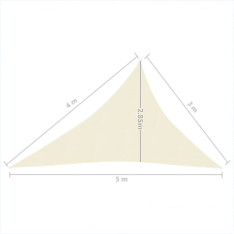 Zonnezeil 160 g/m² 3x4x5 m HDPE crèmekleurig
