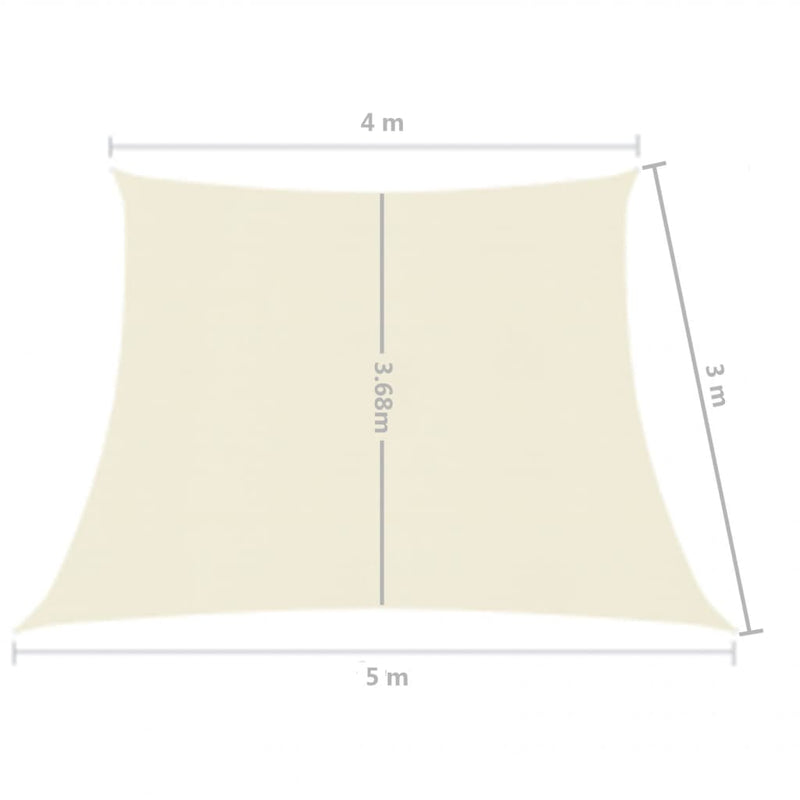 Zonnezeil 160 g/m² 4/5x3 m HDPE crèmekleurig