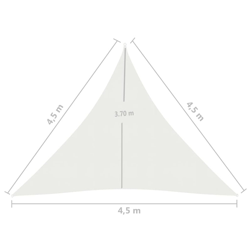 Zonnezeil 160 g/m² 4,5x4,5x4,5 m HDPE wit