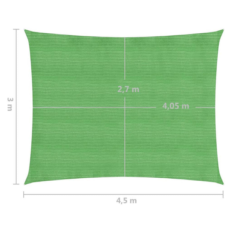 Zonnezeil 160 g/m² 3x4,5 m HDPE lichtgroen