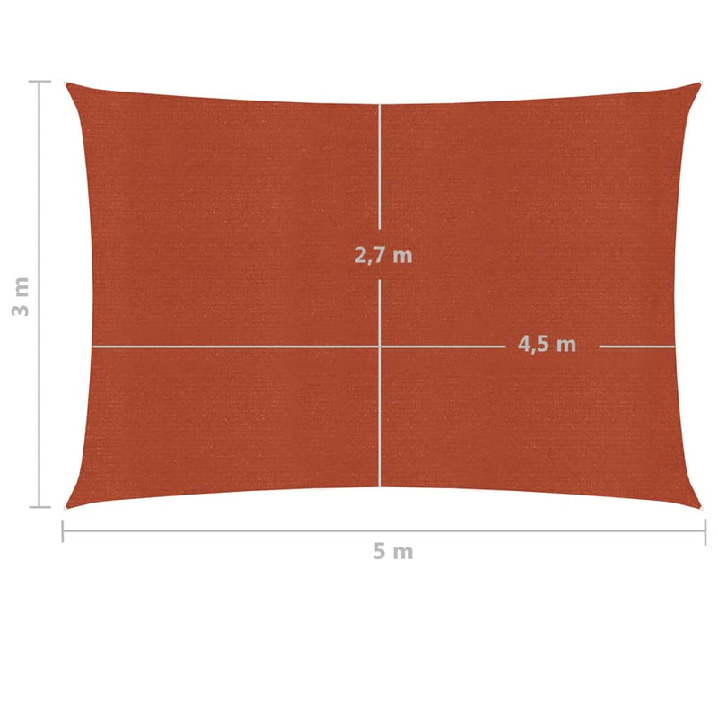 Zonnezeil 160 g/m² 3x5 m HDPE terracottakleurig