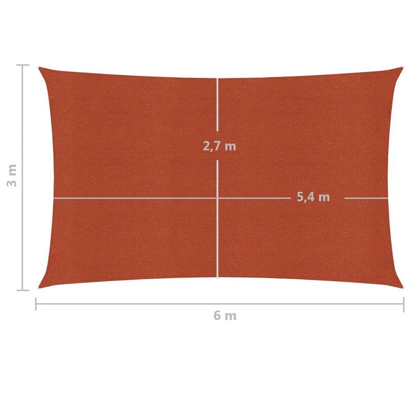 Zonnezeil 160 g/m² 3x6 m HDPE terracottakleurig