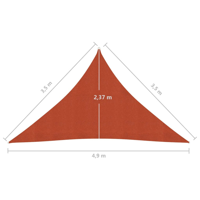 Zonnezeil 160 g/m² 3,5x3,5x4,9 m HDPE terracottakleurig