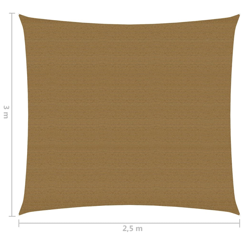 Zonnezeil 160 g/m² 2,5x3 m HDPE taupe