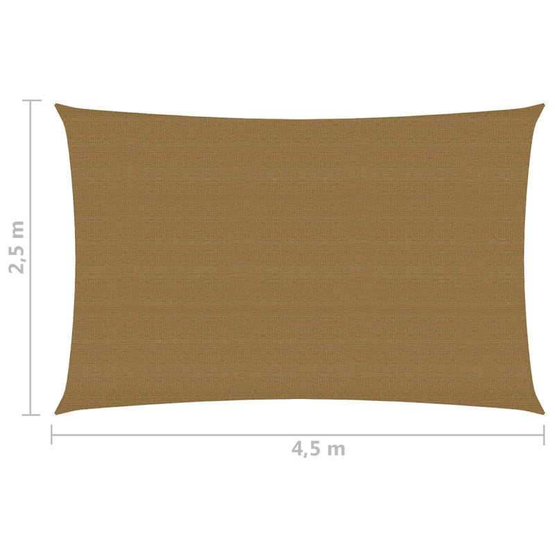 Zonnezeil 160 g/m² 2,5x4,5 m HDPE taupe