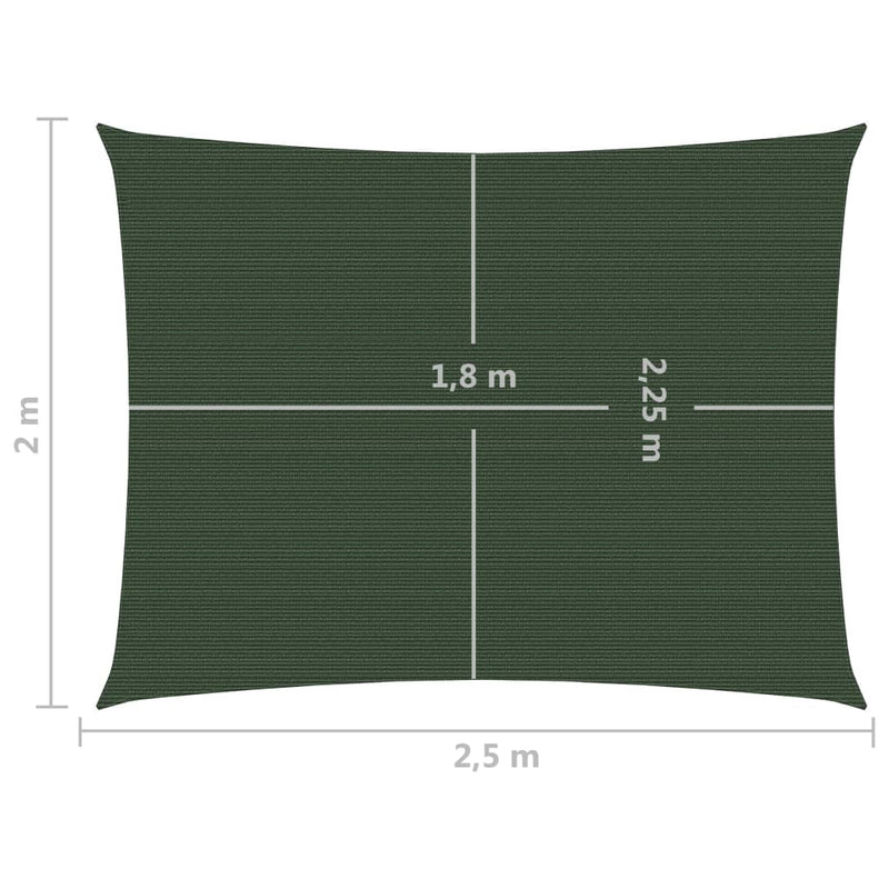 Zonnezeil 160 g/m² 2x2,5 m HDPE donkergroen