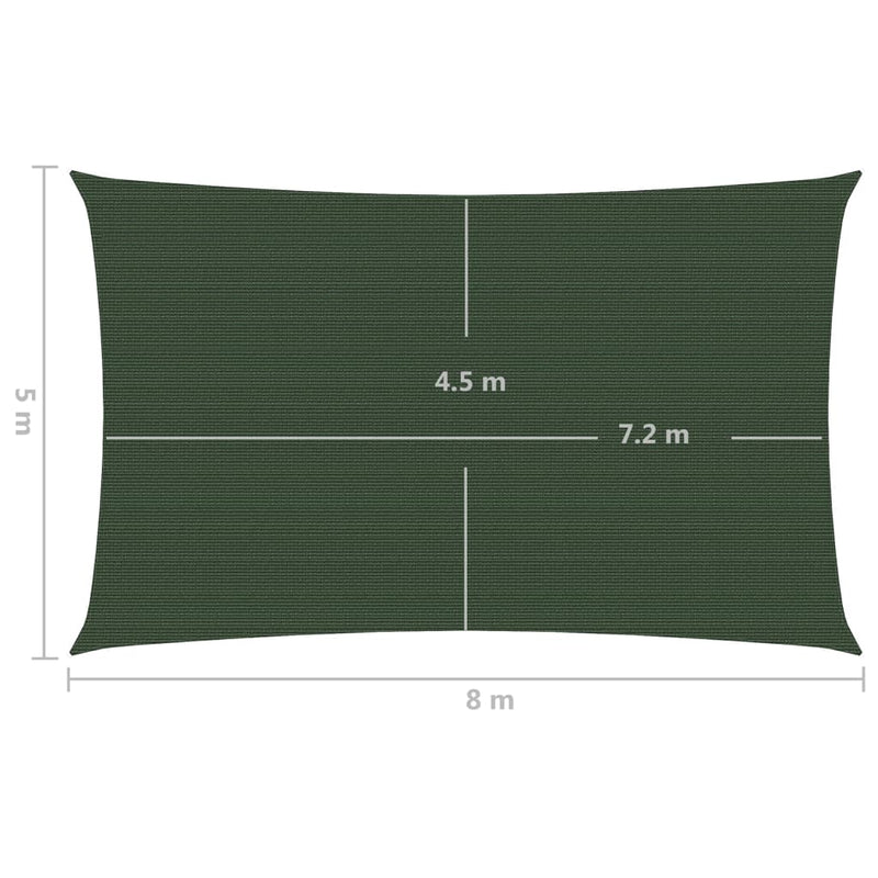 Zonnezeil 160 g/m² 5x8 m HDPE donkergroen