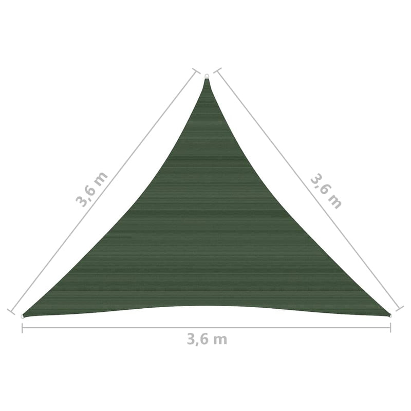 Zonnezeil 160 g/m² 3,6x3,6x3,6 m HDPE donkergroen