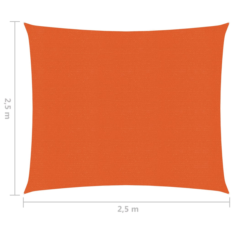 Zonnezeil 160 g/m² 2,5x2,5 m HDPE oranje