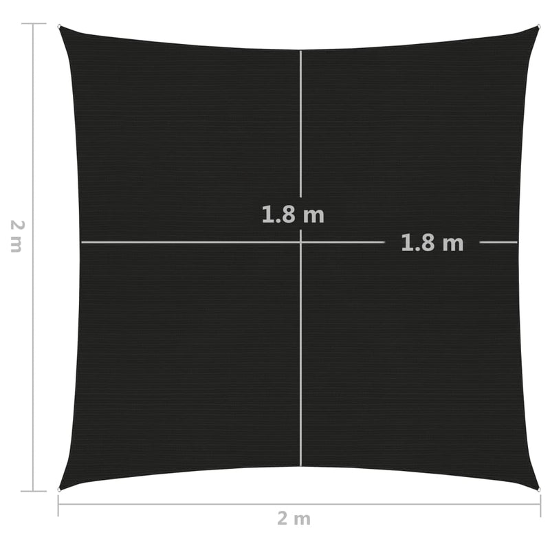 Zonnezeil 160 g/m² 2x2 m HDPE zwart