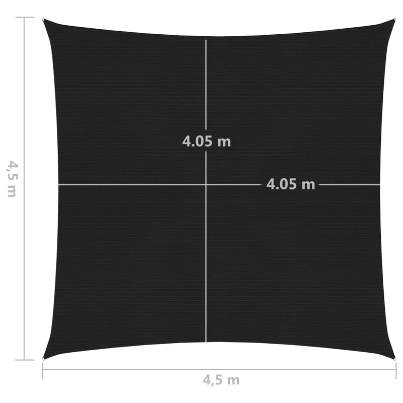 Zonnezeil 160 g/m² 4,5x4,5 m HDPE zwart