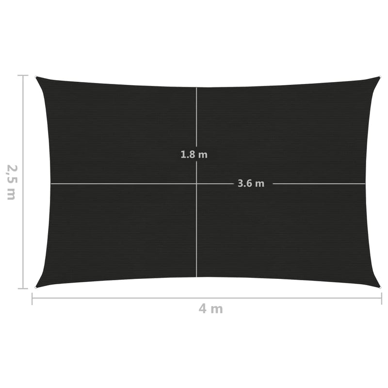 Zonnezeil 160 g/m² 2,5x4 m HDPE zwart