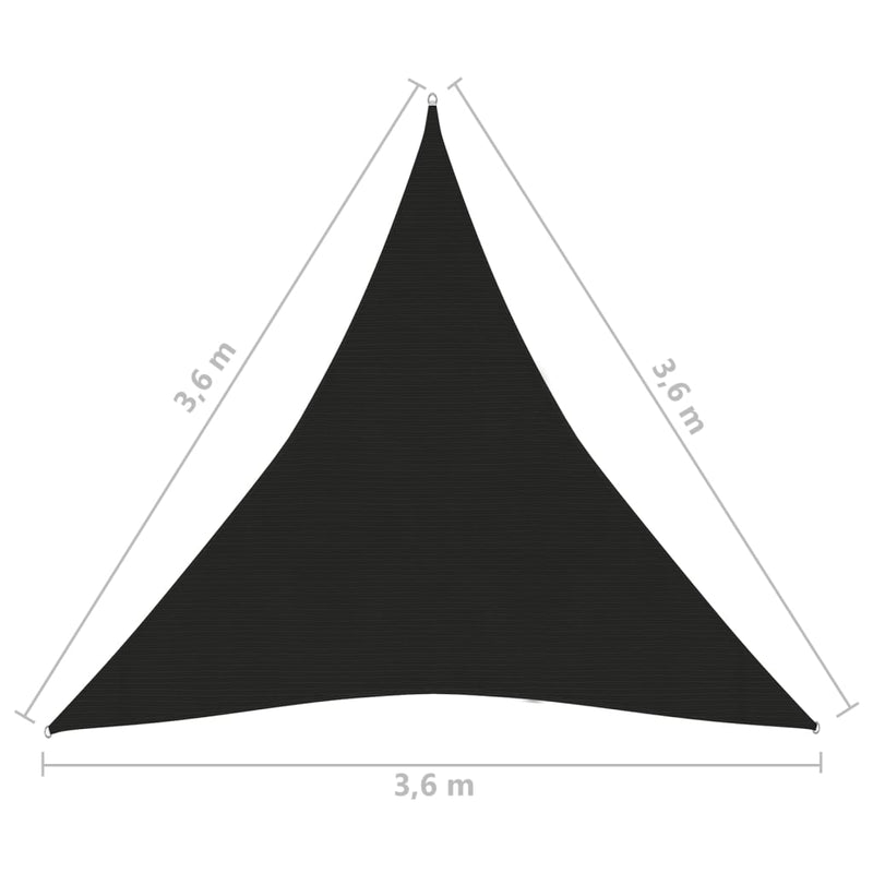 Zonnezeil 160 g/m² 3,6x3,6x3,6 m HDPE zwart