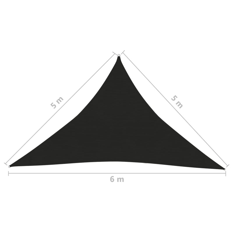 Zonnezeil 160 g/m² 5x5x6 m HDPE zwart