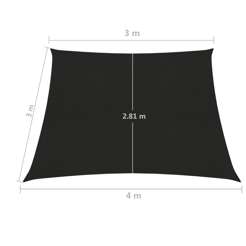 Zonnezeil 160 g/m² 3/4x3 m HDPE zwart