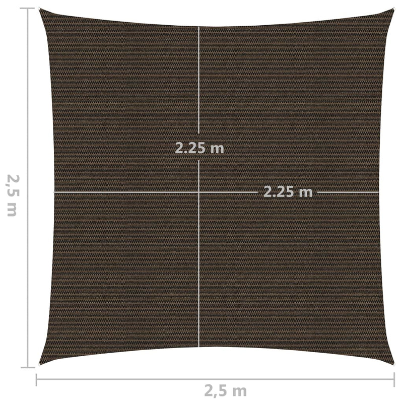 Zonnezeil 160 g/m² 2,5x2,5 m HDPE bruin