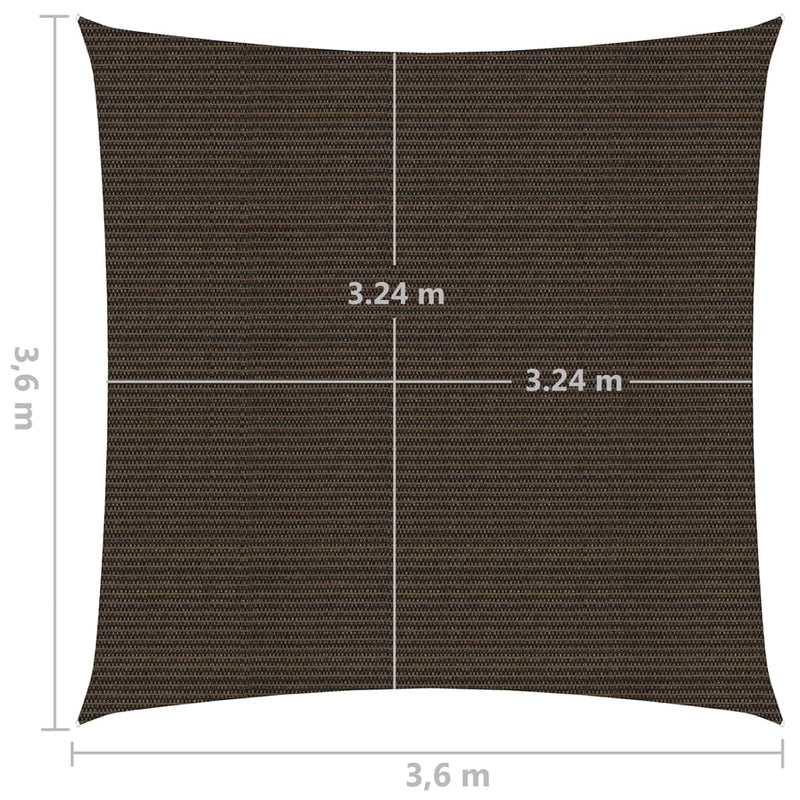 Zonnezeil 160 g/m² 3,6x3,6 m HDPE bruin