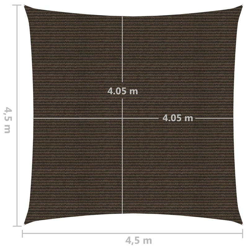 Zonnezeil 160 g/m² 4,5x4,5 m HDPE bruin