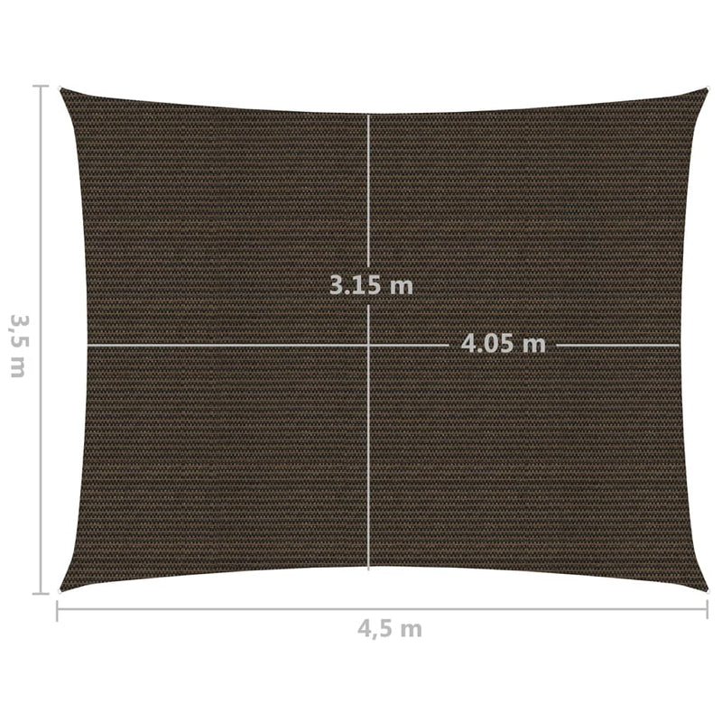 Zonnezeil 160 g/m² 3,5x4,5 m HDPE bruin