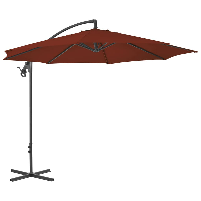 Zweefparasol met stalen paal 300 cm terracottakleurig