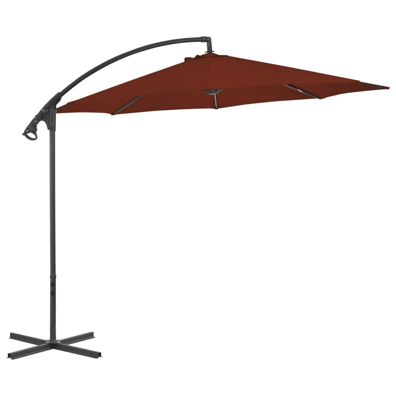 Zweefparasol met stalen paal 300 cm terracottakleurig