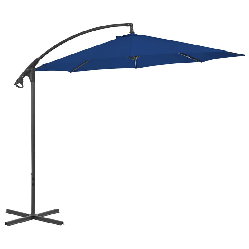 Zweefparasol met stalen paal 300 cm azuurblauw