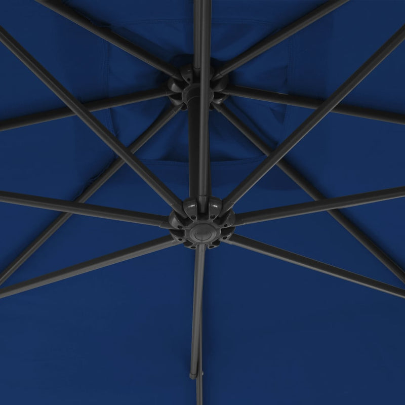 Zweefparasol met stalen paal 300 cm azuurblauw