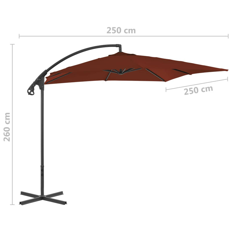 Zweefparasol met stalen paal 250x250 cm terracottakleurig