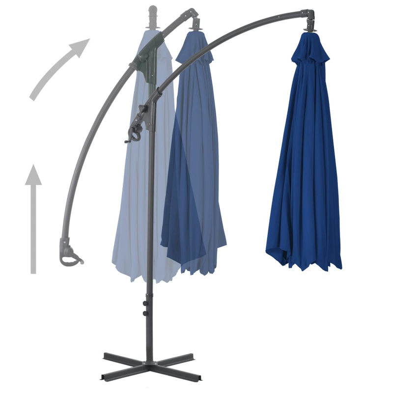 Zweefparasol met stalen paal 250x250 cm azuurblauw