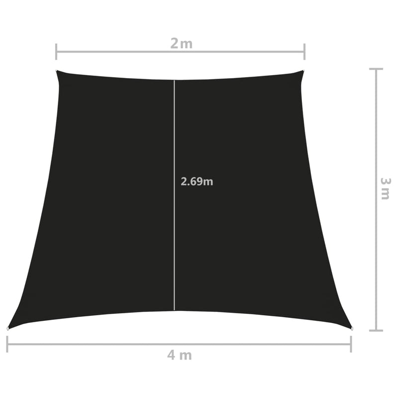 Zonnezeil trapezium 2/4x3 m oxford stof zwart