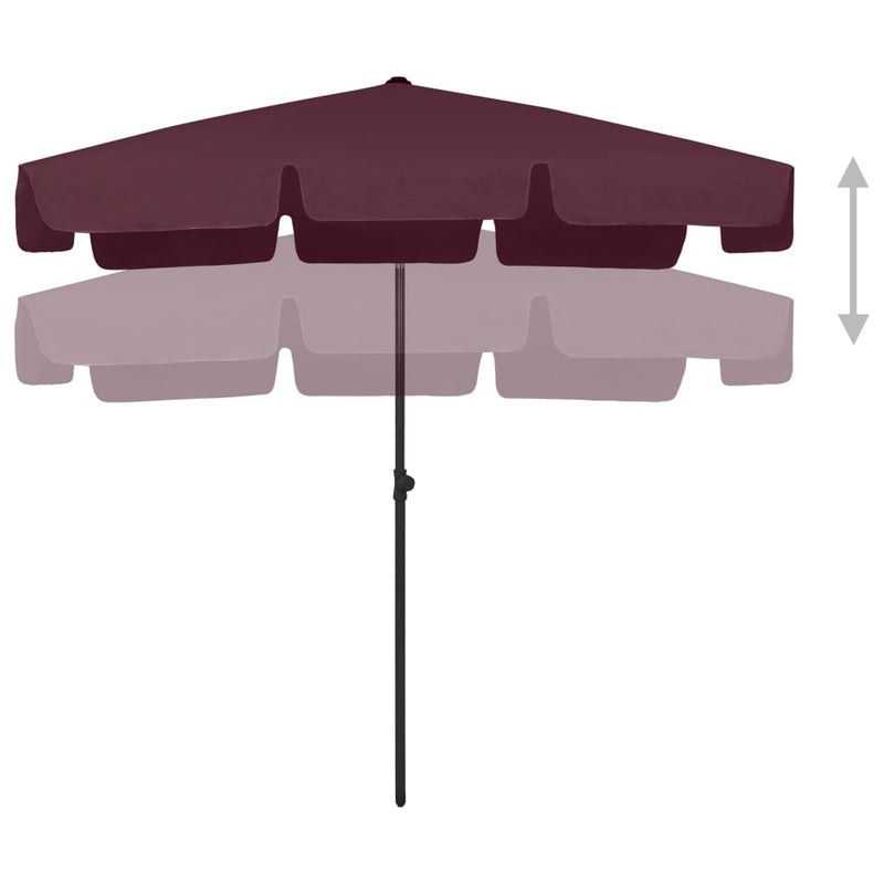 Strandparasol 200x125 cm bordeauxrood