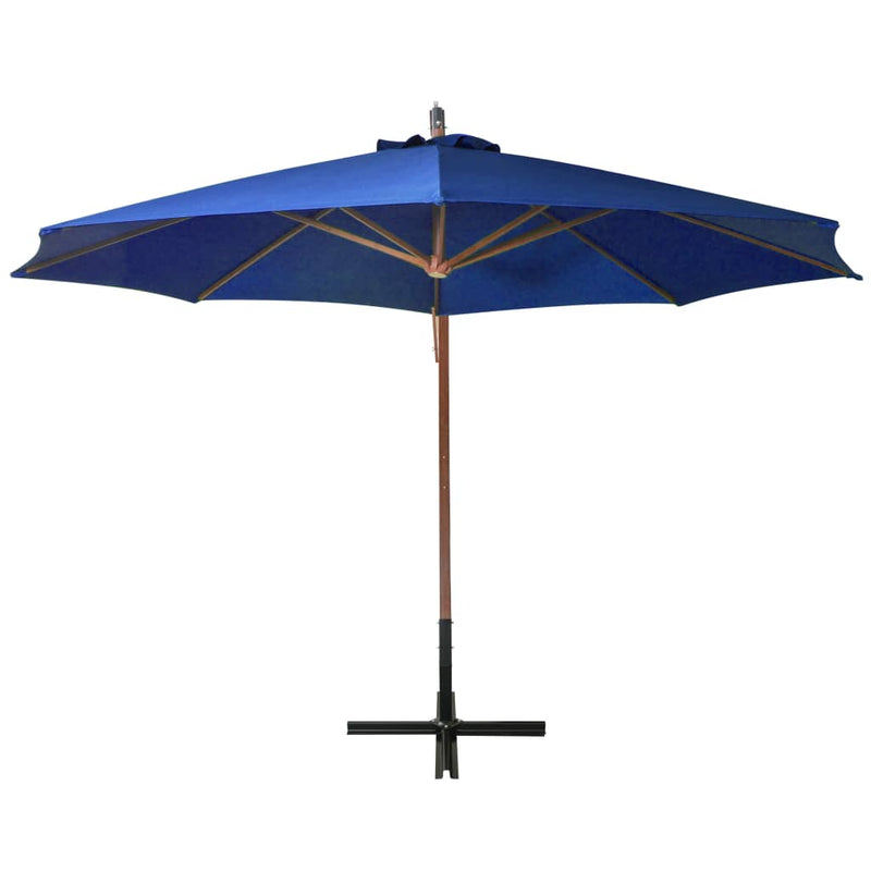 Zweefparasol met paal 3,5x2,9 m massief vurenhout azuurblauw