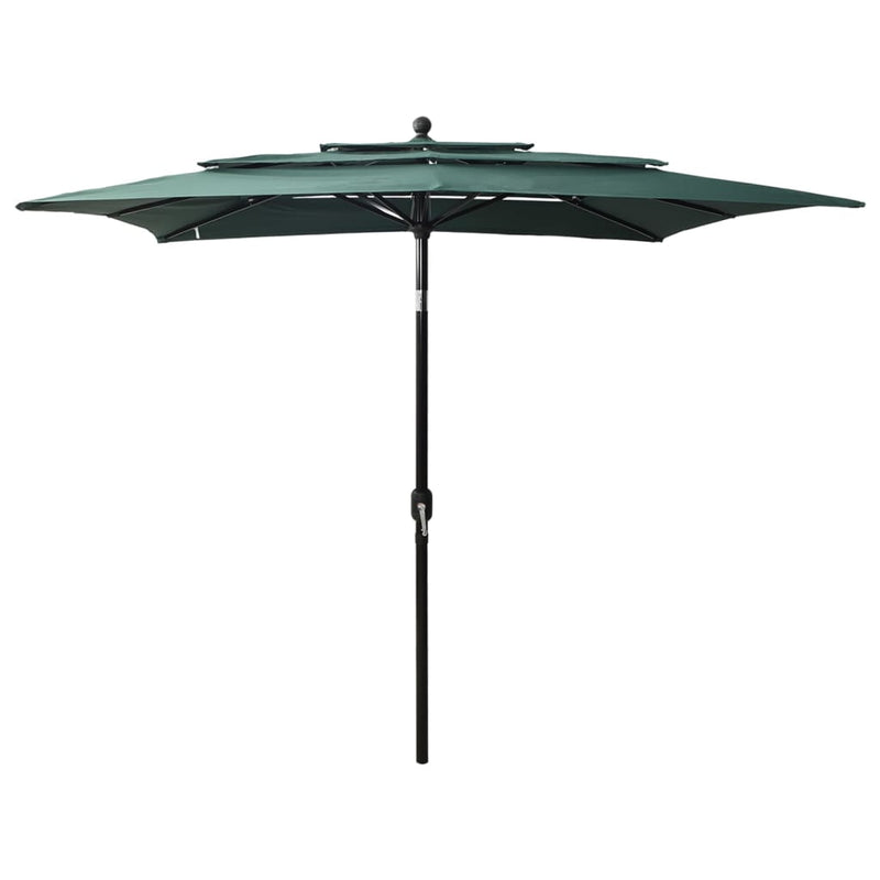 Parasol 3-laags met aluminium paal 2,5x2,5 m groen