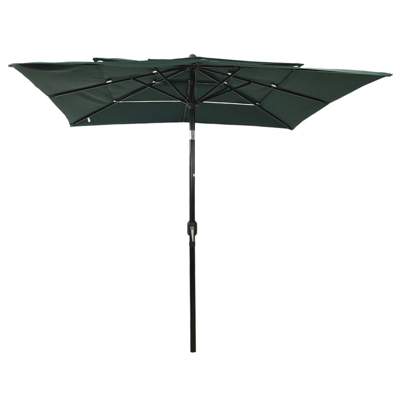 Parasol 3-laags met aluminium paal 2,5x2,5 m groen