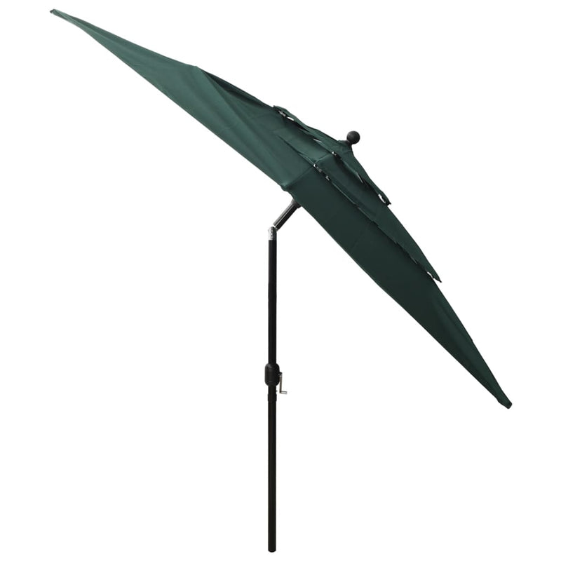 Parasol 3-laags met aluminium paal 2,5x2,5 m groen