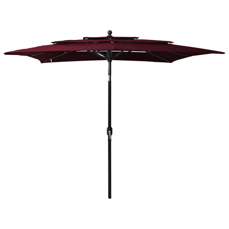 Parasol 3-laags met aluminium paal 2,5x2,5 m bordeauxrood