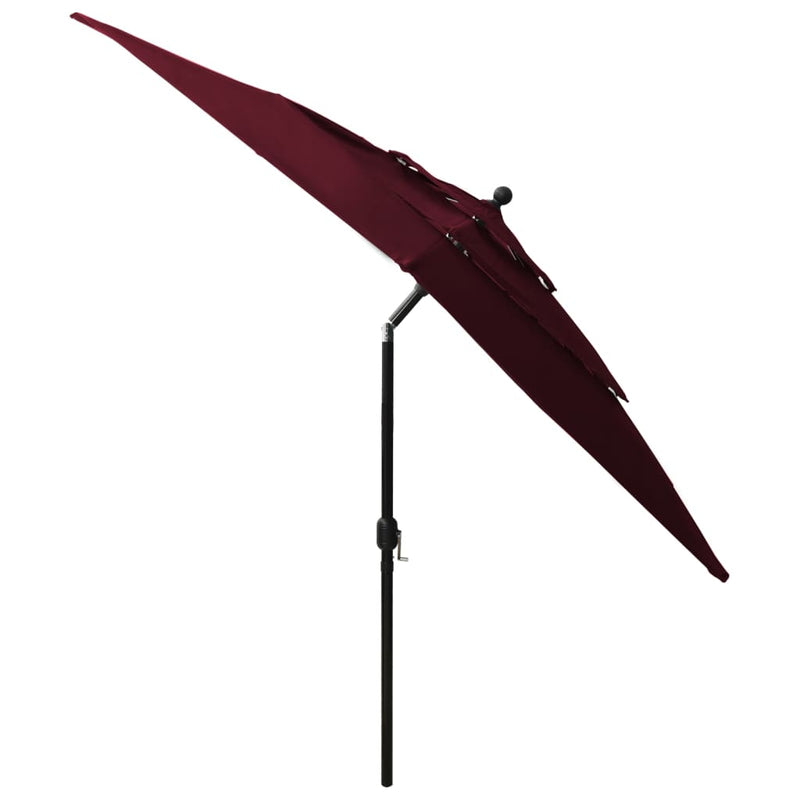 Parasol 3-laags met aluminium paal 2,5x2,5 m bordeauxrood