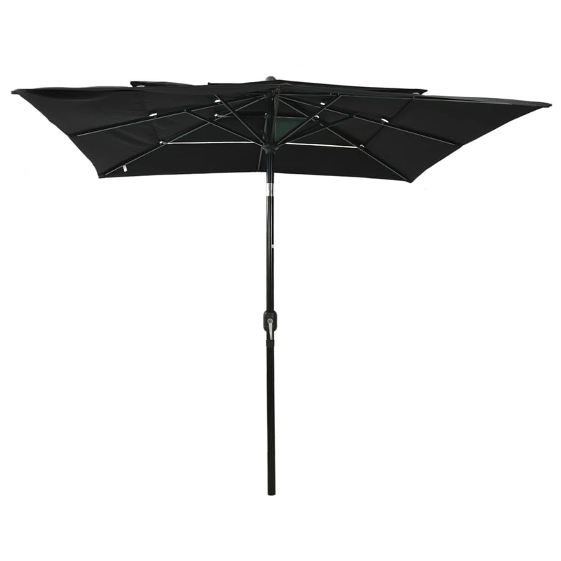 Parasol 3-laags met aluminium paal 2,5x2,5 m zwart