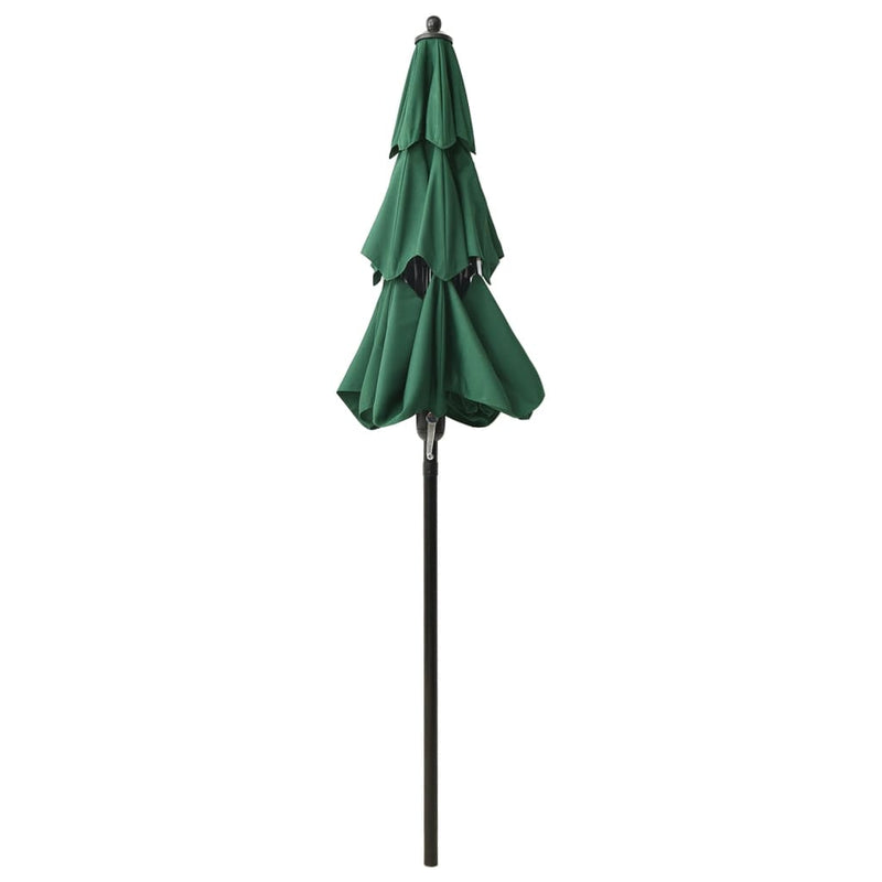 Parasol 3-laags met aluminium paal 2 m groen