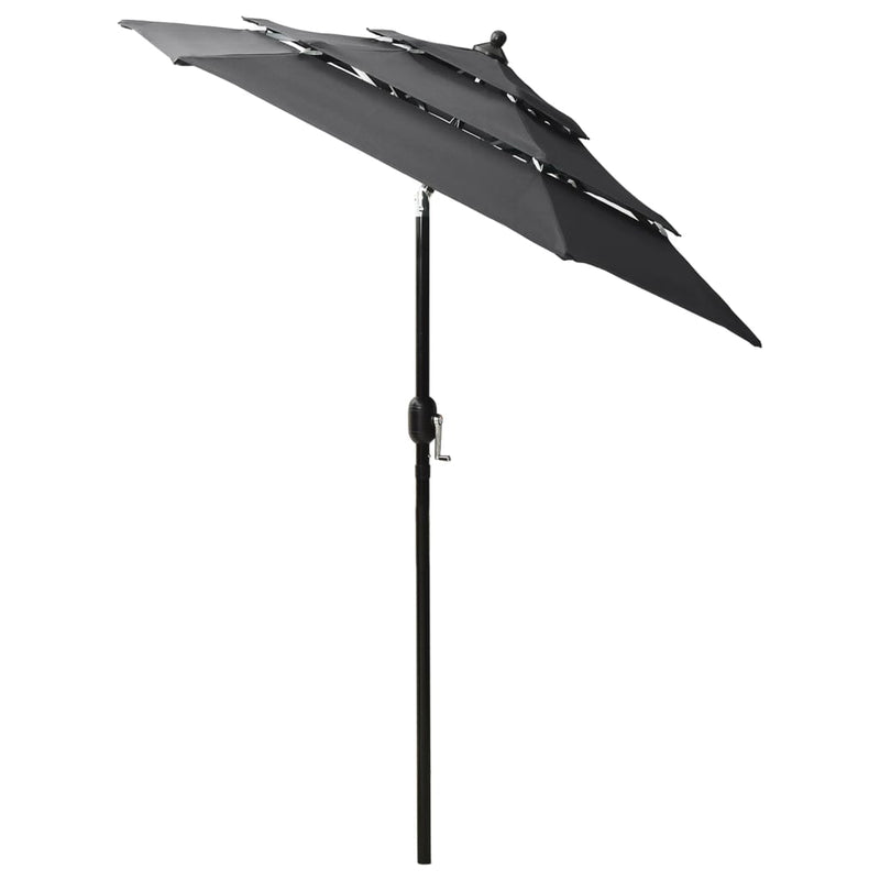 Parasol 3-laags met aluminium paal 2 m antracietkleurig