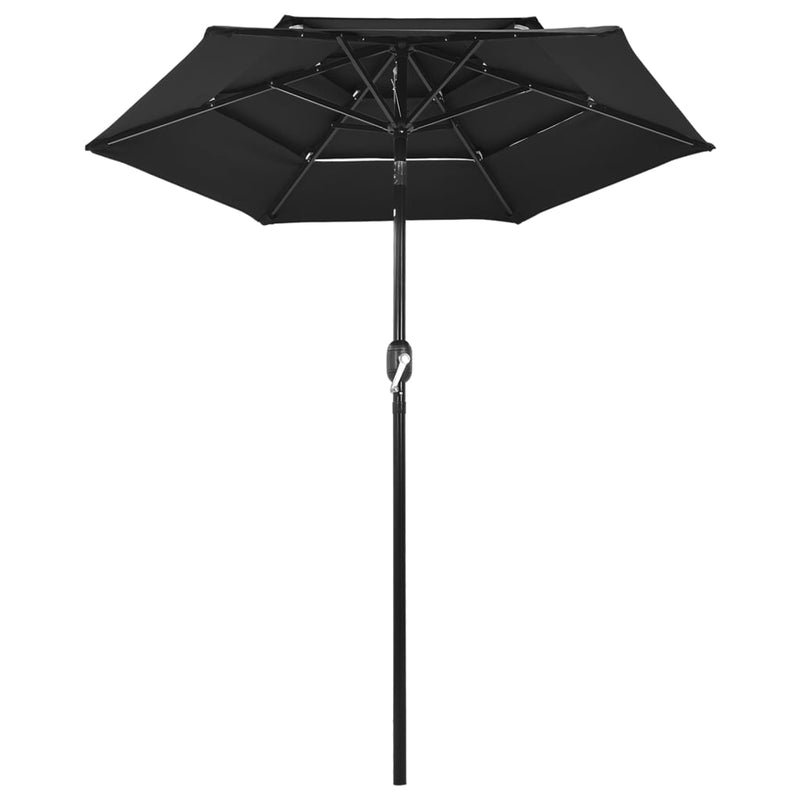 Parasol 3-laags met aluminium paal 2 m zwart