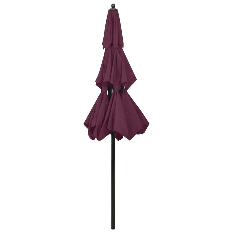 Parasol 3-laags met aluminium paal 2,5 m bordeauxrood