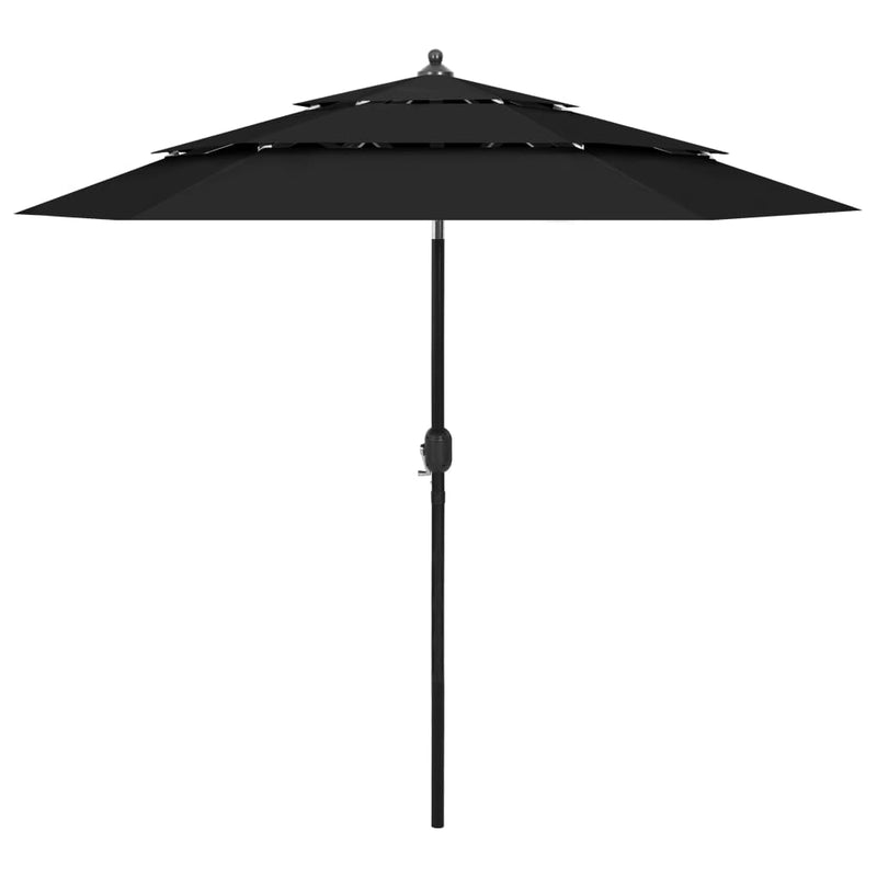 Parasol 3-laags met aluminium paal 2,5 m zwart