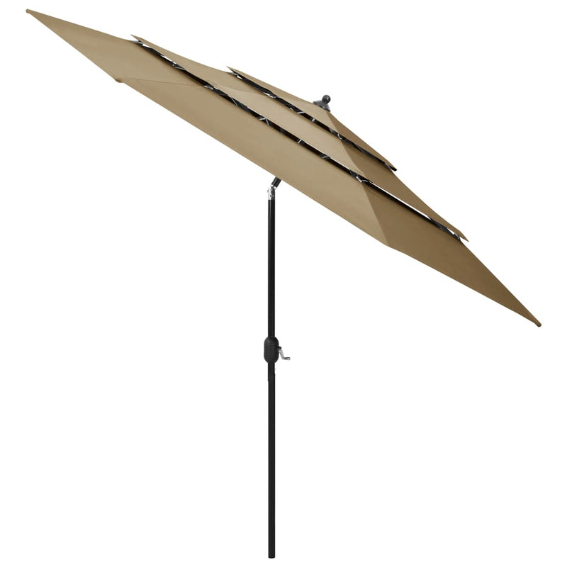 Parasol 3-laags met aluminium paal 3 m taupe