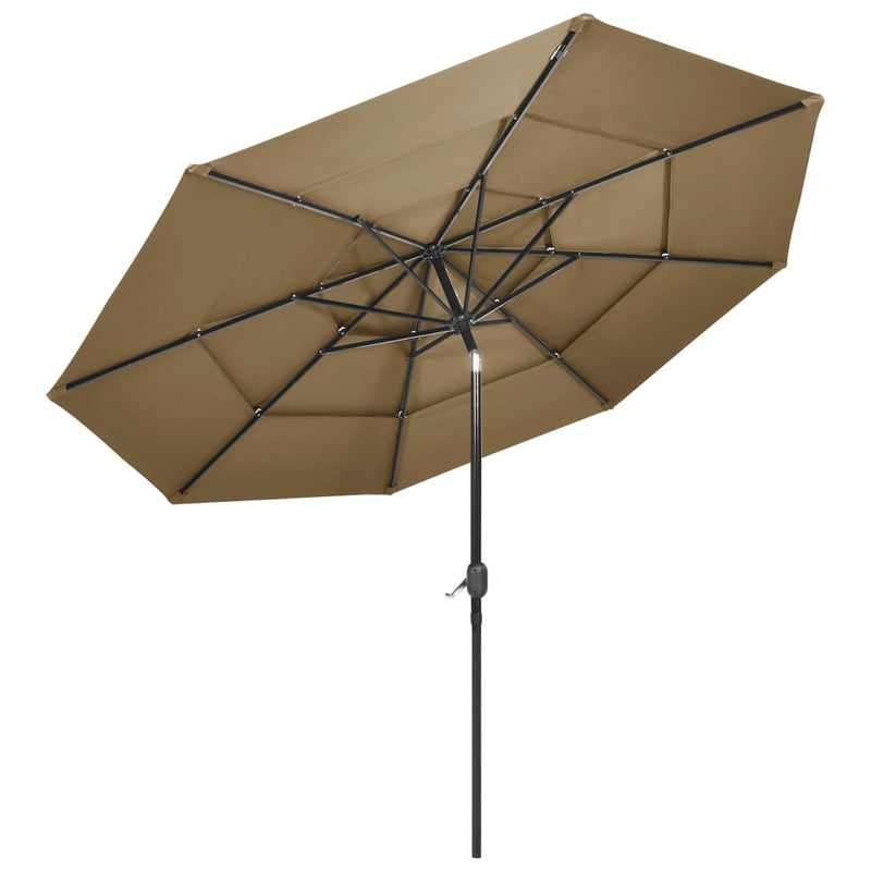 Parasol 3-laags met aluminium paal 3 m taupe